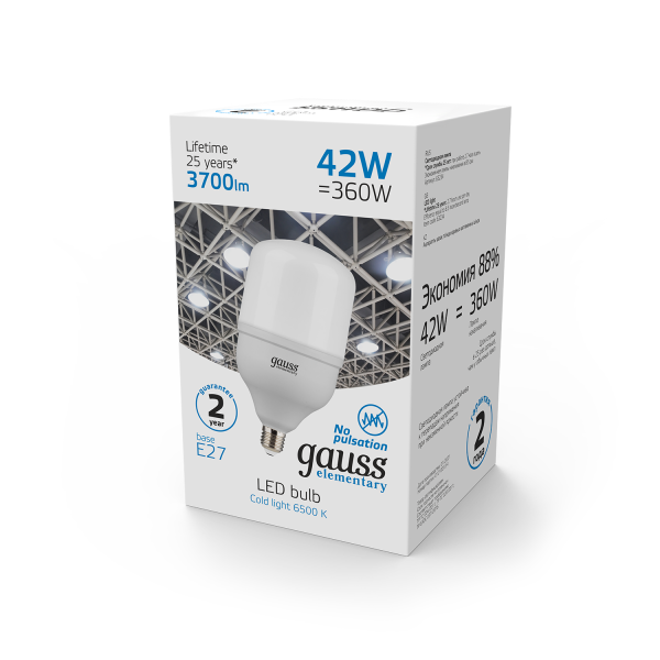 Купить Gauss Лампа Elementary T120 42W 3700lm 6500K E27 LED 63234