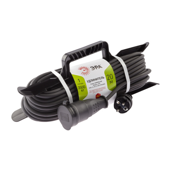 ЭРА Удлинитель силовой UFx-1e-3x1,5-20m-IP44(KG) на рамке с заземлением 1 розетка 20 м КГ 3х1,5мм2