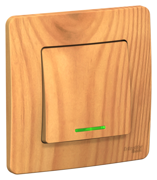 Купить Systeme Electric Blanca внутр Ясень Выключатель 1-клавишный с подсветкой, 10А, 250B