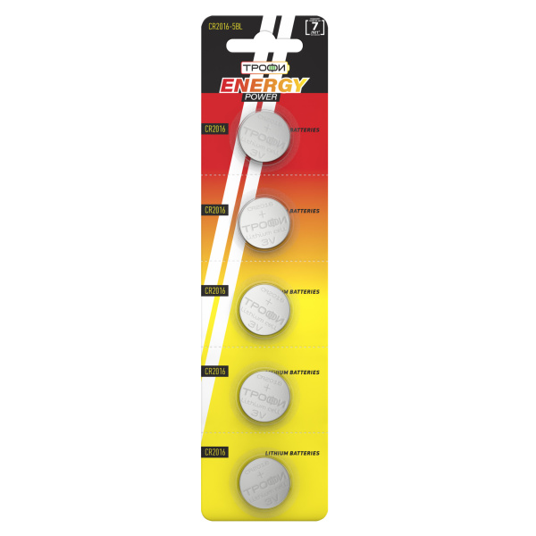 ЭРА Элемент питания Трофи CR2016-5BL C0032183