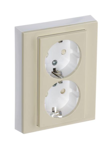 Купить ABB EPJ Levit слоновая кость / белый Розетка двойная с заземл, со шторками 2CHH223457C6017