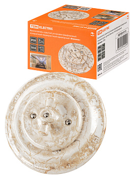 TDM Выключатель скрытой установки фарфоровый поворотный перекрёстный с ручкой (бантик) 10А мраморный «Бо SQ1820-0115