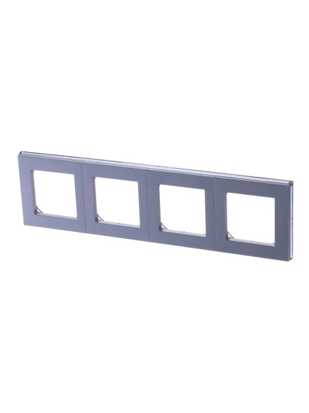 ABB EPJ Levit серебро / дымчатый чёрный Рамка 4 поста 2CHH015040A6070