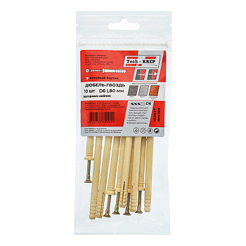 Tech-Krep Дюбель-гвоздь 6К80 пот. манжета (нейлон) (10 шт) - пакет 102937