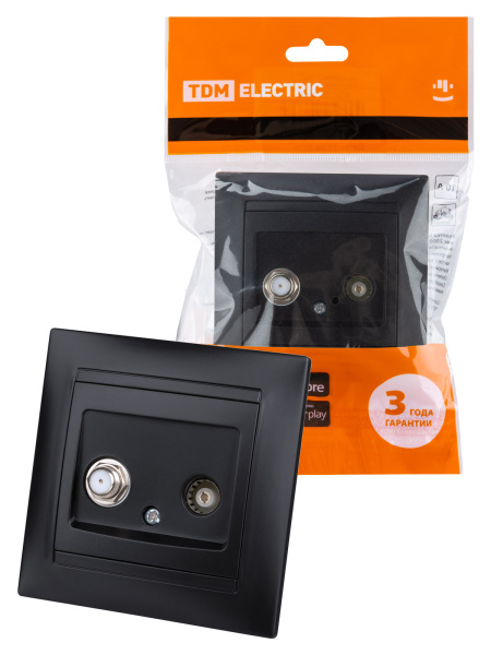 TDM Розетка TV ("мама") + SAT (F-разъем) 0-2400МГц графит "Лама" SQ1815-0620