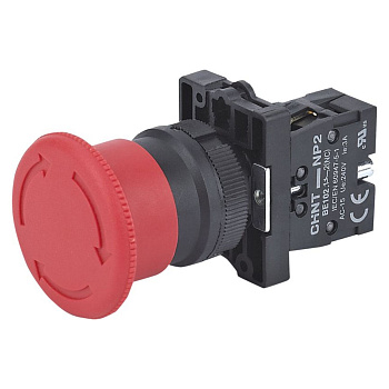 CHINT Кнопка управления "Грибок" Φ30мм（2）с фиксации NP2-ES442 без подсветки красная 1НЗ IP40 574831