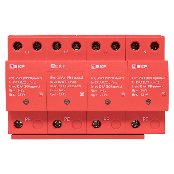 Купить Устройство защиты от импульсных перенапряжений Класс 1 Iimp 25kA (10/350μs) 4P EKF