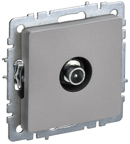 IEK BRITE BASE Сталь Розетка TV прох РТВ10-0-БрС