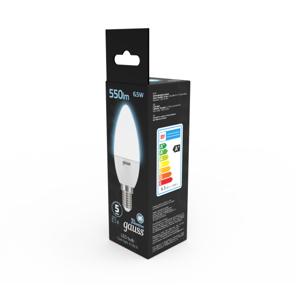 Купить Gauss Лампа Свеча 6.5W 550lm 4100К E14 LED 103101207