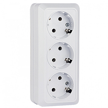 EKF PROxima Рим Розетка 3-местная 16А с заземлением белая