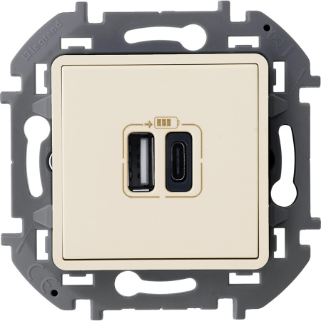 Legrand INSPIRIA Слоновая кость Зарядное устройство с двумя USB-разьемами A-C 240В/5В 3000мА 673761