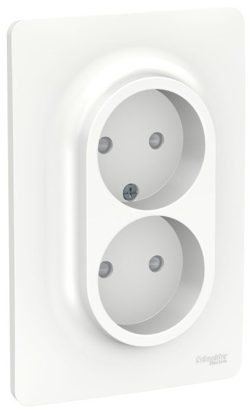Купить SE Unica New Бел Розетка двойная, со шторками, без заземления, винт. зажим. NU206318