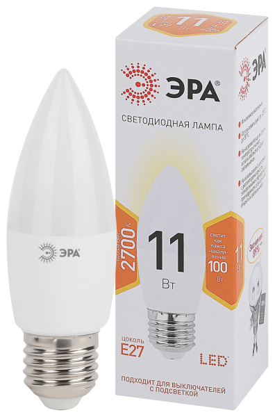 ЭРА LED B35-11W-827-E27 (диод, свеча, 11Вт, тепл, E27)