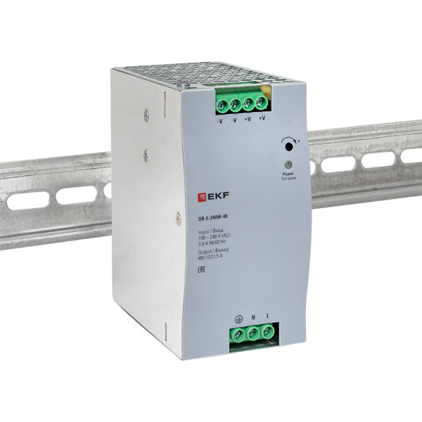 Купить EKF Блок питания на дин рейку 240 Вт,Uвх ~ 220 В AC, Uвых - 48 В DC постоянного тока
