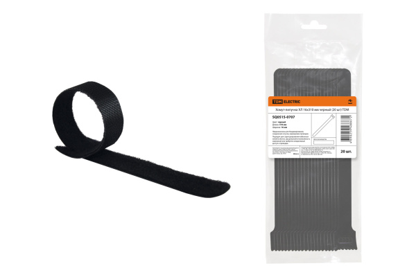 TDM Хомут-липучка ХЛ 16х310 мм черный (20 шт) SQ0515-0707