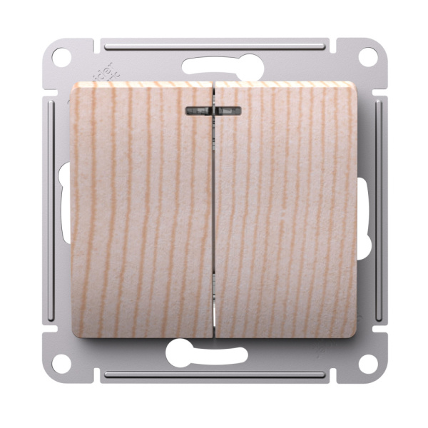 Systeme Electric Glossa Сосна Выключатель 2-клавишный с подсветкой,сх.5а,10АХ,механизм