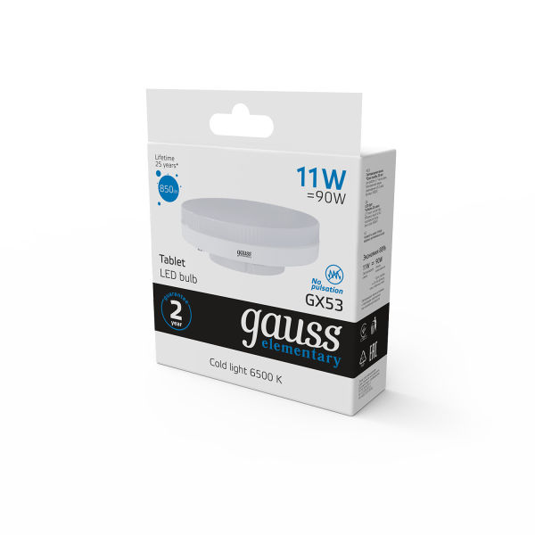 Купить Gauss Лампа Elementary GX53 11W 850lm 6500K LED 83831