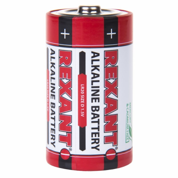 Алкалиновая батарейка D/LR20 1,5 V 15200 mAh 2 шт блистер Rexant 30-1020 Алкалиновая батарейка D/LR20 1,5 V 15200 mAh 2 шт блистер Rexant 30-1020