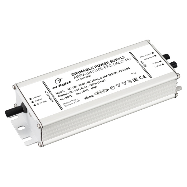 Блок питания ARPV-UH12100-PFC-DALI2-PH (12V, 8.3A, 100W) (Arlight, IP67 Металл, 7 лет) 029513(2)