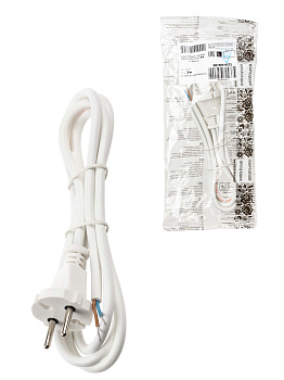 TDM Шнур сетевой с вилкой ПВСмб 2x0,75мм2 3м б/з белый Народный SQ1305-0572