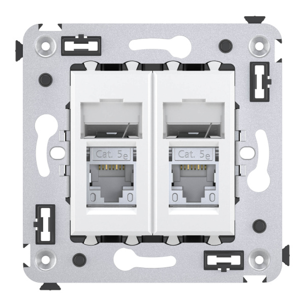Купить DKC Компьютерная розетка RJ-45 в стену, кат.5e двойная экранированная, "Avanti", "Белое облако"