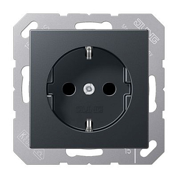 JUNG Штепсельная розетка SCHUKO 16A 250V~ с защитой от детей термопласт антрацит A1520BFKI
