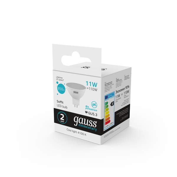 Купить Gauss Лампа Elementary MR16 11W 850lm 4100K GU5.3 LED 13521