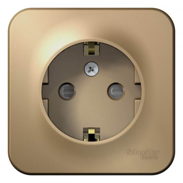 Systeme Electric Blanca наруж Титан Розетка с/з со шторками, 16А, 250В