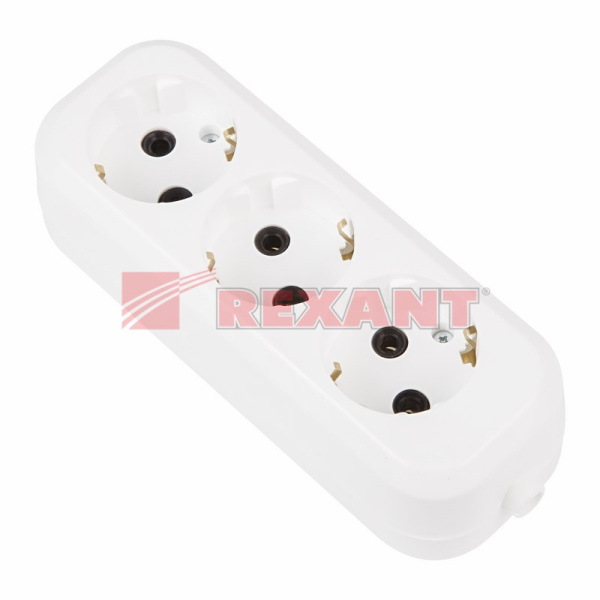 Колодка 3 гнезда с заземлением «Эконом» Rexant 11-8712