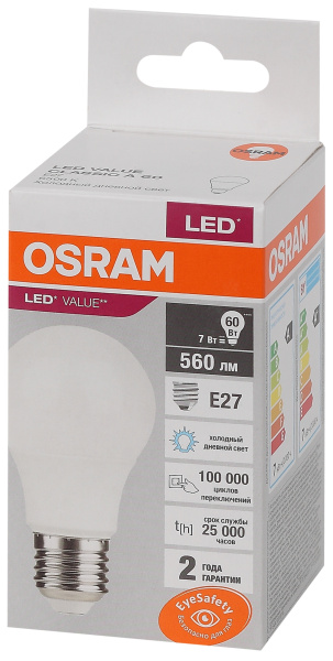 Купить Osram LVCLA60 7SW/865 230V E27 10X1 4058075578791