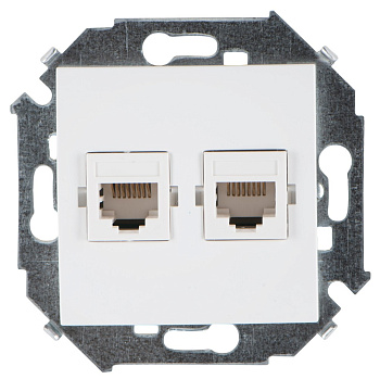 Simon 15 Белая Розетка компьютерная 2-ая RJ45 кат.5е 1591593-030