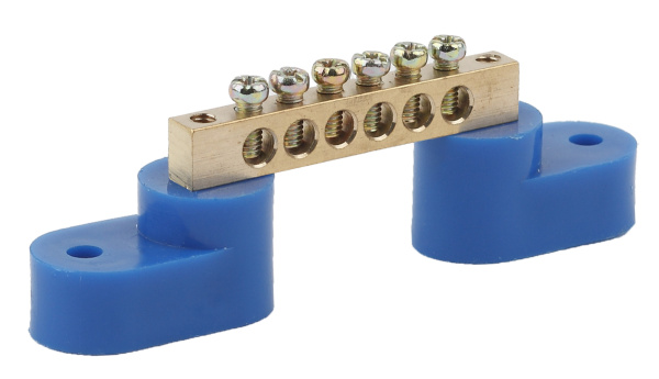 ЭРА NO-222-55 Синий Шина N "ноль" на двух угловых изол ШНИ-6х9-6-У2