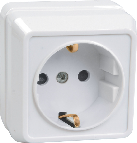 Купить IEK OKTAVA РСш20-3-ОБ Розетка 1местн. c з/к с защ.штор. 16А откр.уст. (белый)