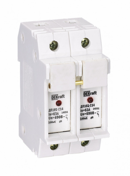 Dekraft Держатель предохр. типа C14 со светодиодной индикаторной лампой ДП102-С14-2P