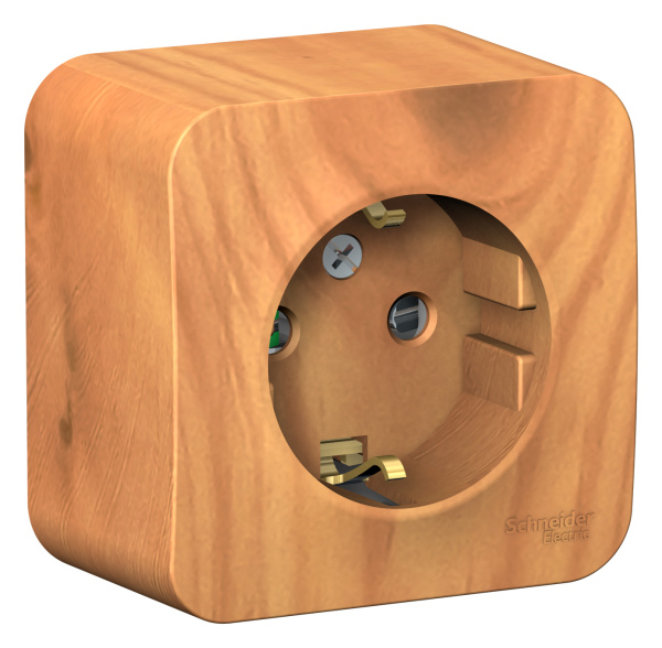 Купить Systeme Electric Blanca наруж Ясень Розетка с/з со шторками 16А, 250В, изолир. пластина