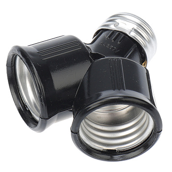 Разветвитель цокольный Е27-2хЕ27 черный Rexant 11-8860