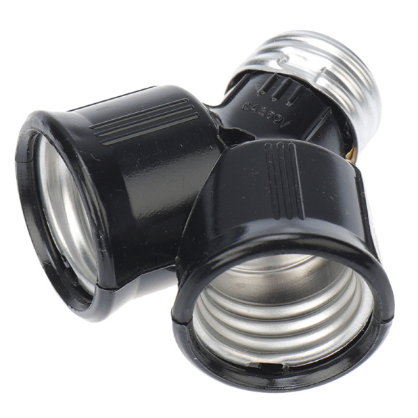 Разветвитель цокольный Е27-2хЕ27 черный Rexant 11-8860