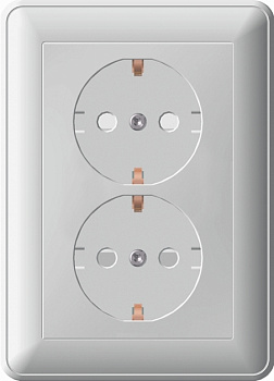 Systeme Electric Wessen 59 Бел Розетка 2-ая с/з с защитными шторками (в сборе, с рамкой)