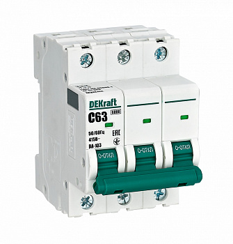 Dekraft Автоматический выключатель 3Р 63А х-ка C ВА-103 6кА 12311DEK