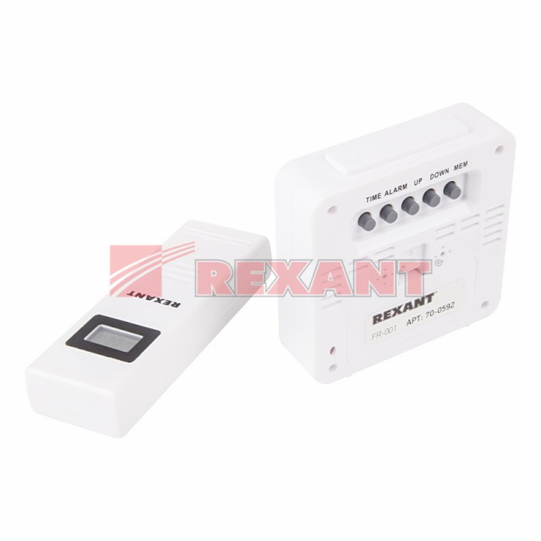 Купить Электронный термометр с часами и беспроводным выносным датчиком Rexant 70-0592