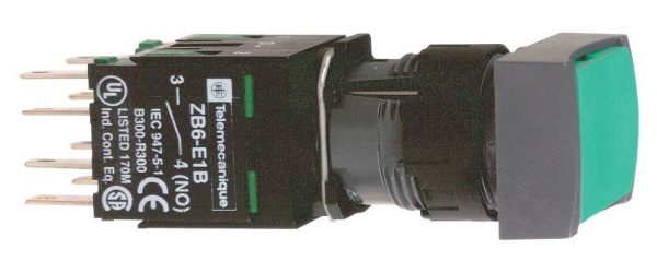 Купить SE Кнопка 16мм зеленая с возвратом КВАДРАТНАЯ XB6DA31B