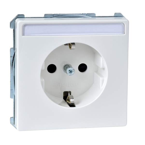 SE Merten SD Полярно-Бел Розетка Schuko с/з, шторками и полем для надписи (MTN2302-4019)