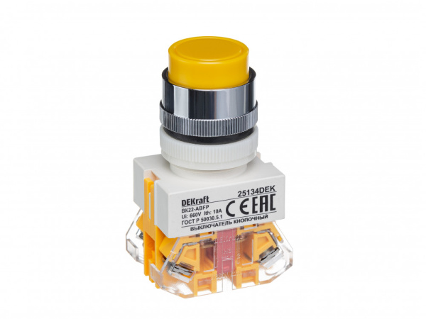 Dekraft Выключатель кноп. с фикс. ABFP D22 жел. 220В ВK-22