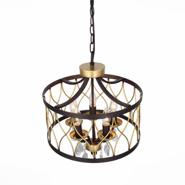 ST LUCE SL789.423.05 Люстра подвесная  Темный кофе, Золото/Темный кофе, Золото, Прозрачный E14 5*60W Купить ST LUCE SL789.423.05 Люстра подвесная  Темный кофе, Золото/Темный кофе, Золото, Прозрачный E14 5*60W