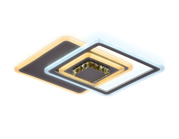 Купить Ambrella Потолочный светодиодный светильник с хрусталем FA262 CF/TI кофе/янтарь 112W 540*540*80 (ПДУ РАДИО 2.4)