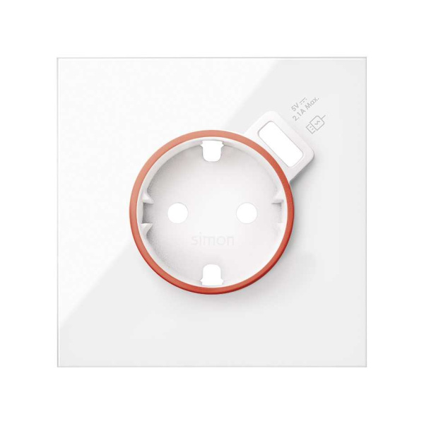 Simon 100 Белый глянец Накладка розетки Schuko UPS с з/у USB SmartCharge 10000137-130