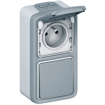 Legrand Plexo Серый Монтажная коробка 2-ая для наружного монтажа,вертикальная,IP55 069661