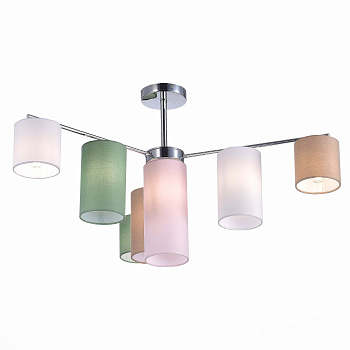 Evoluce SLE300602-07 Люстра потолочная Хром/Белый, Бежевый, Зеленый E14 7*40W