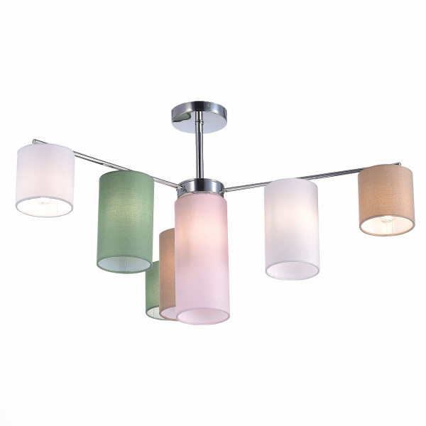 Evoluce SLE300602-07 Люстра потолочная Хром/Белый, Бежевый, Зеленый E14 7*40W