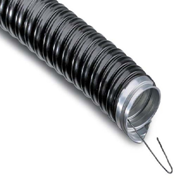 Металлорукав в ПВХ изоляции МРПИнг-50 (бухта 20 м/уп.) с зондом, черный Rexant 28-0150-20